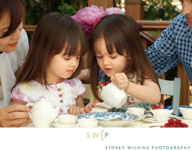 Backyard Tea Party: Twins Taking It Very Seriously