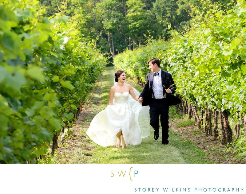 Bride and Groom Photgraphy at Romantic Vineyard Wedding