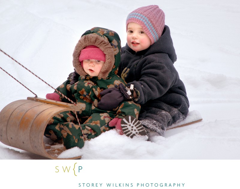 Winter Tobogganing at Sherwood Park: Sisters in Joy