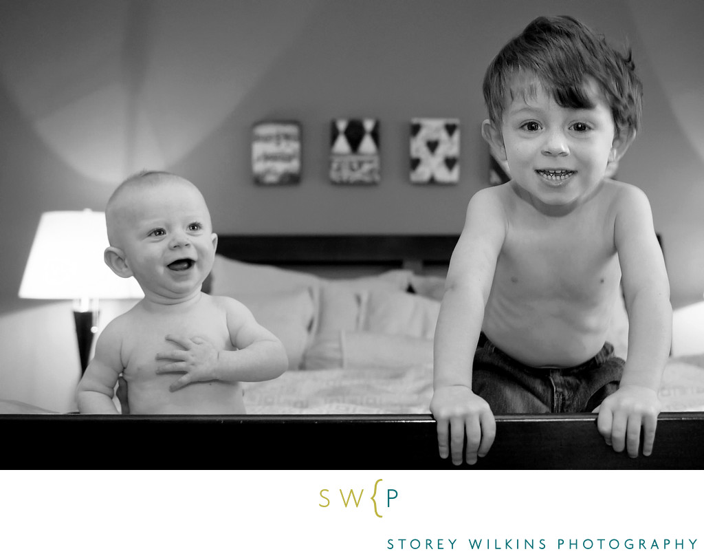 Brothers on Bed: When Little Copies Big