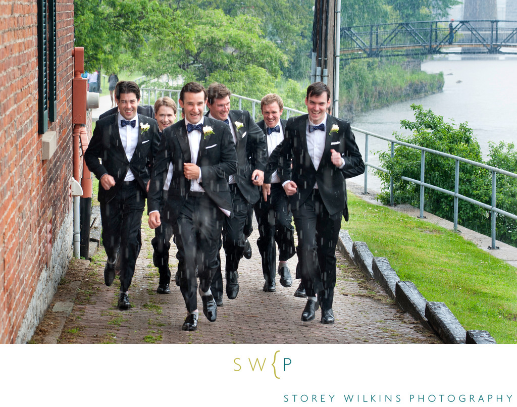 Port Hope Wedding Photography | Groomsmen in the Rain
