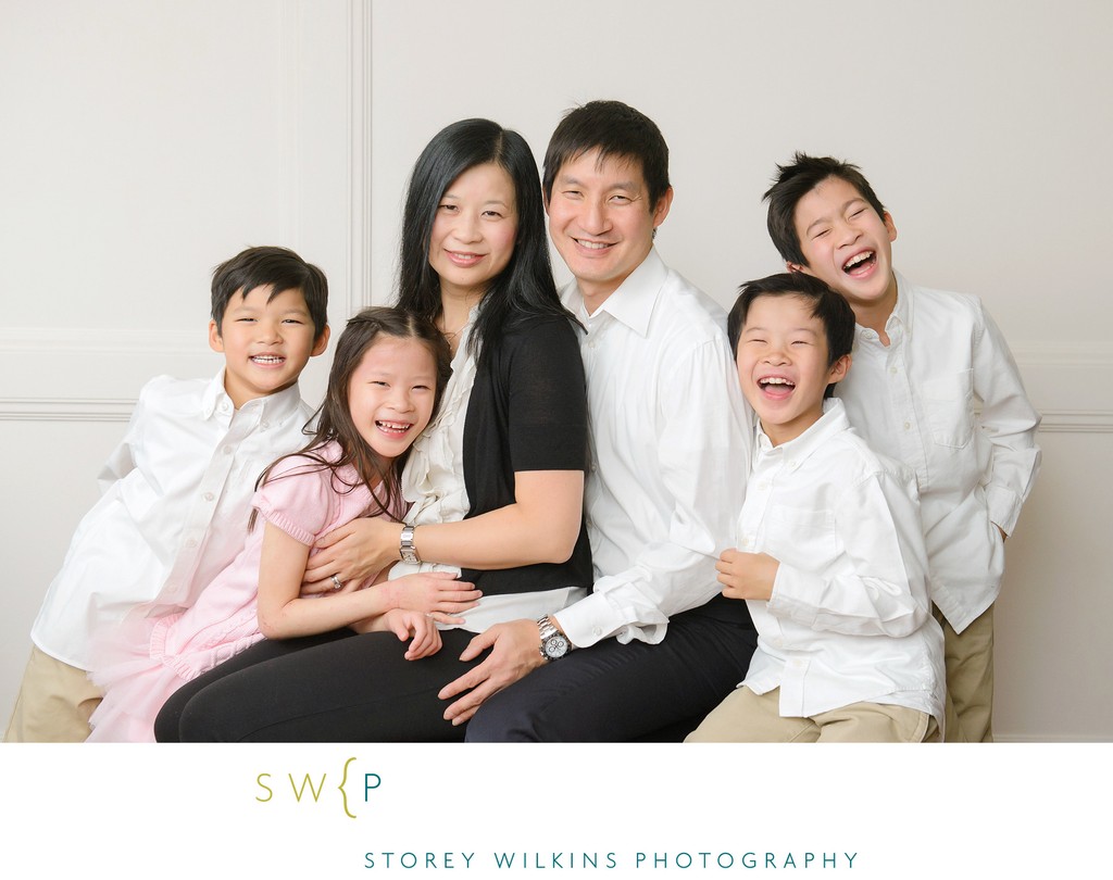Family Group Photo White Wall