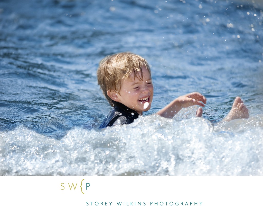 Boy Playing in Lake Huron: Bruce Peninsula Summer Photo