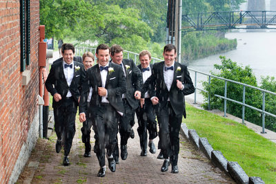 Port Hope Wedding Photography | Groomsmen in the Rain