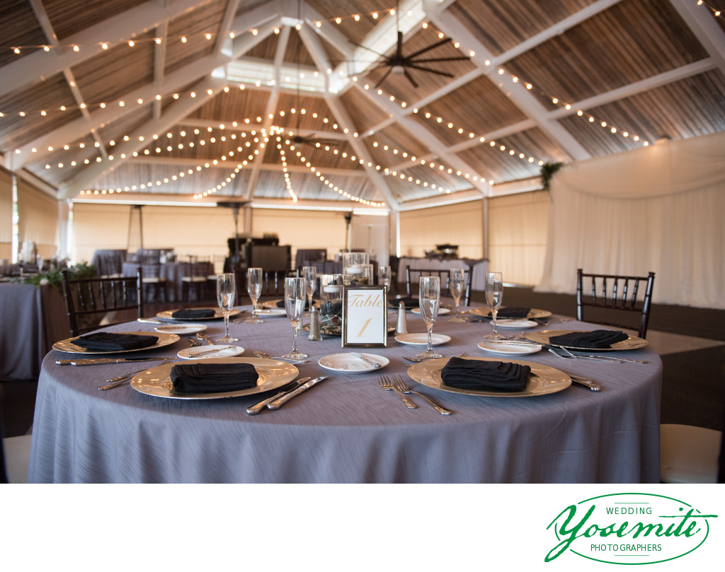 Tables Set For Reception In Pavilion at Tenaya Lodge