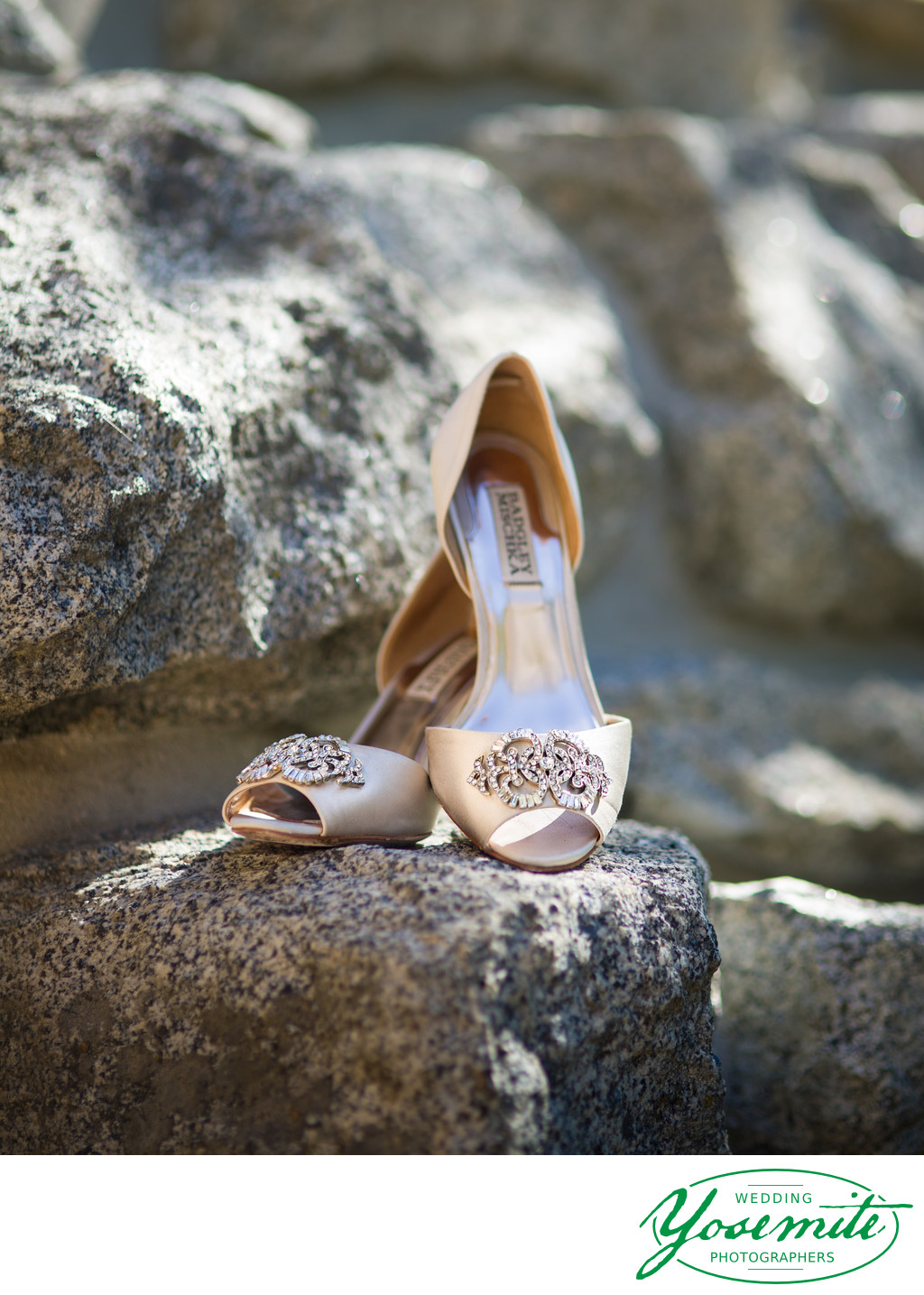 Wedding Shoes on granite majestic yosemite hotel