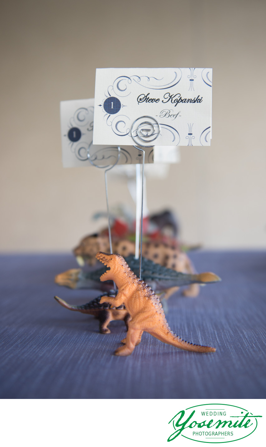 DIY Dinosaur Placecard Holders At Tenaya Lodge Wedding