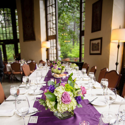 Purple And Green Spring Tables At Yosemite Wedding