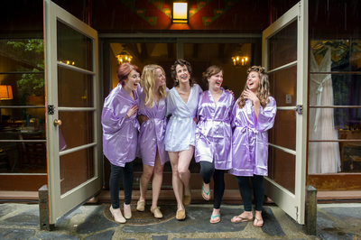 Bride And Bridesmaids in Dressing Gowns Yosemite Wedding