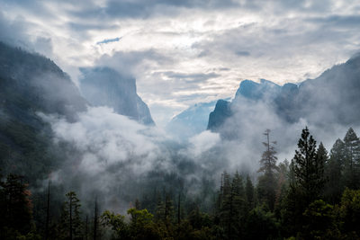 Spring Rain Clouds Clearing Morning of Yosemite Wedding