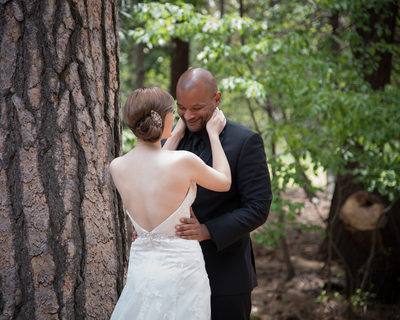 Groom's Face After First Look at Majestic Yosemite Hotel