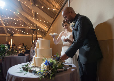 Bride And Groom Cut The Cake At Tenaya Lodge Wedding