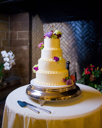 Wedding Cake With Purple Flowers Yosemite Wedding