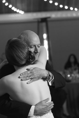Father Embraces Bride At Father Daughter Dance Tenaya Lodge