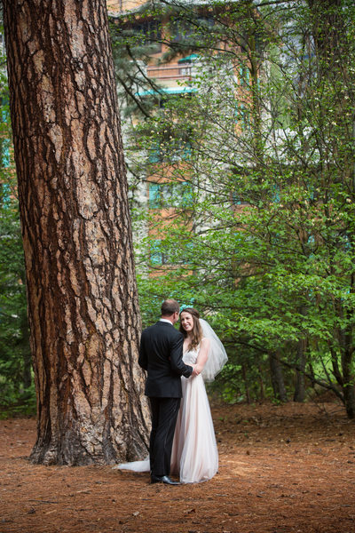 Bride And Groom After First Look at Majestic Yosemite Hotel