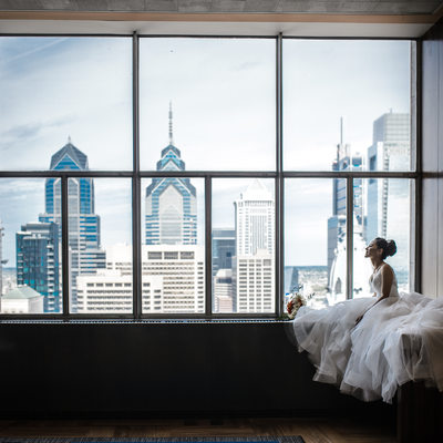 Bridal portraiture at Philadelphia  Loews Hotel 
