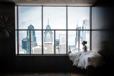 Bridal portraiture at Philadelphia  Loews Hotel 