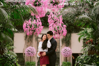 Winter engagement portraits at Longwood Gardens