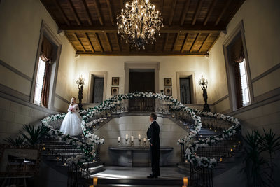 Oheka Castle Staircase Wedding Images