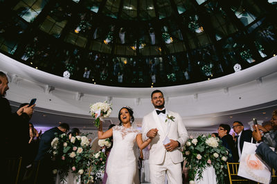 The wedding ceremony at Skylight Ballroom at The Merion