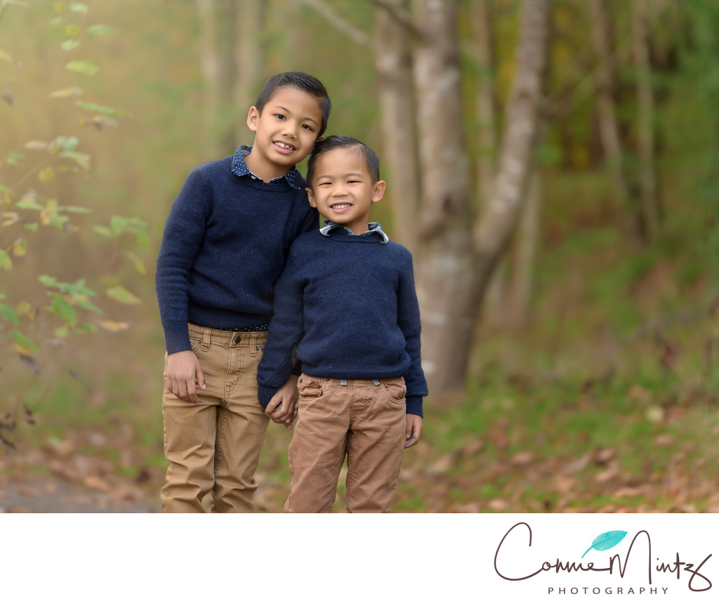 Outdoor Family Photographer of brothers  in Vancouver WA
