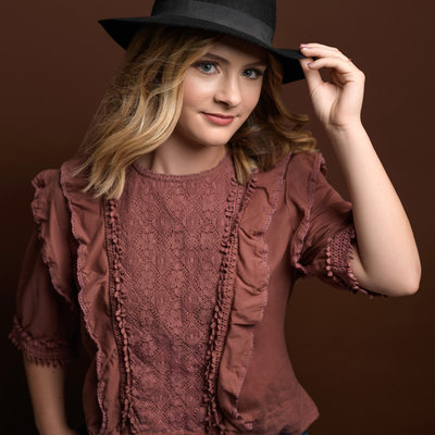 Vancouver High School Senior Portraits girl wearing a hat.