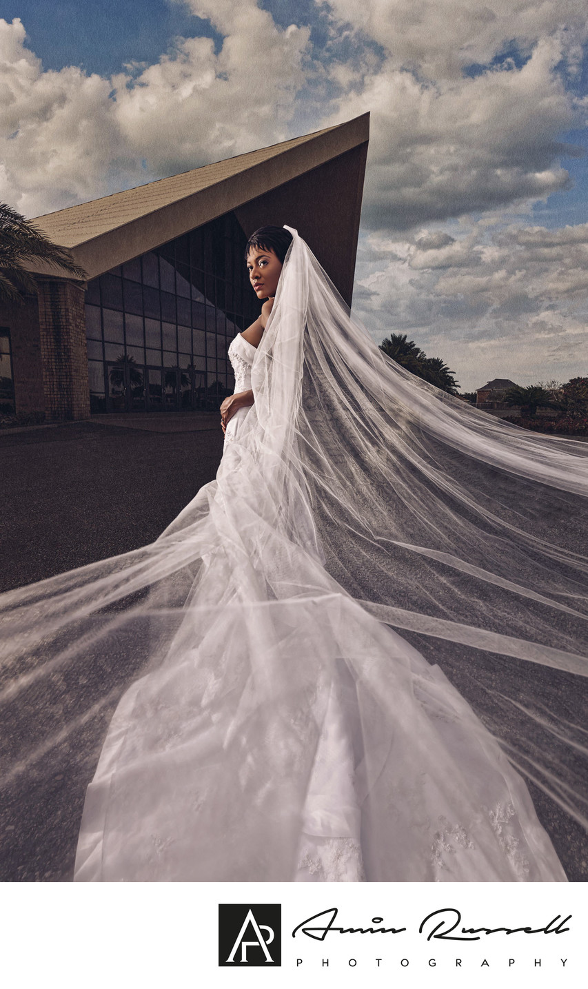 Dramatic bridal portrait at City Church