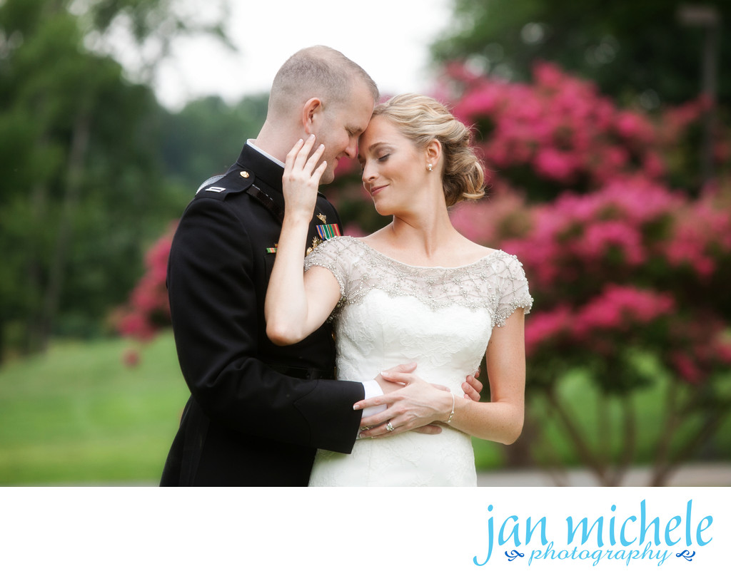 Sweet bride and groom moment at Army Navy Country Club