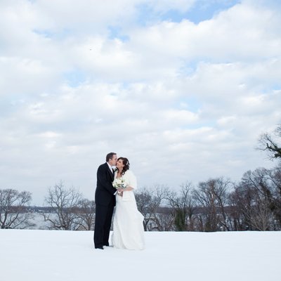 Blue sky and Snow on a wedding day! 