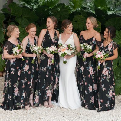 Key Largo Wedding - bridesmaids in floral gowns