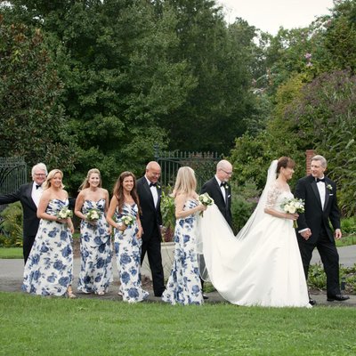 Floral bridesmaids dresses in River Farm Garden Wedding Pictures