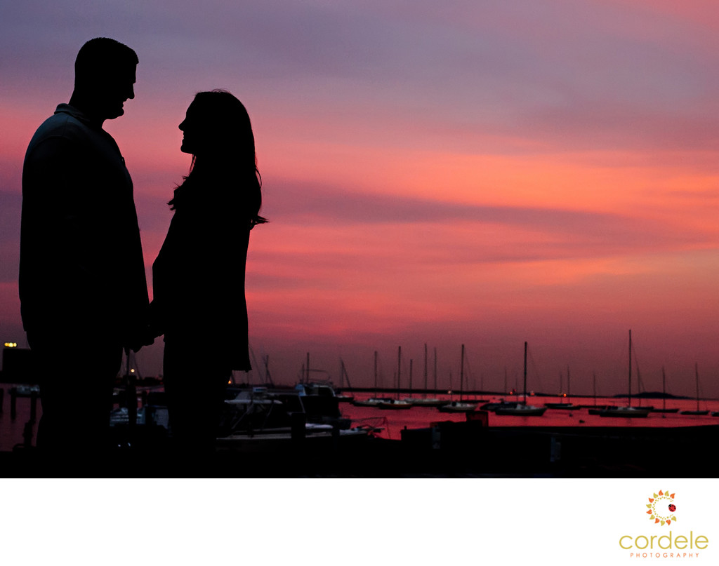 sunset boston engagement photos