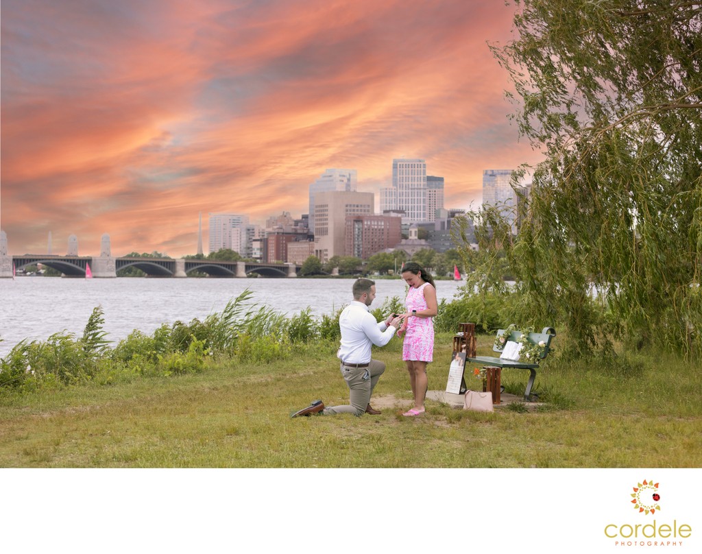 Charles River Sunset engagement