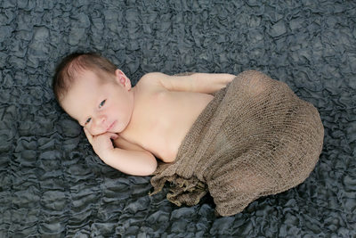 Newborn Photos of baby on blue blanket Reading MA