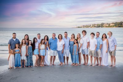 large family group photo on the beach
