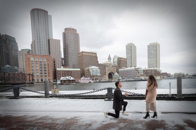 Boston Suprise Proposal in Winter