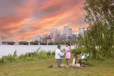Charles River Sunset engagement