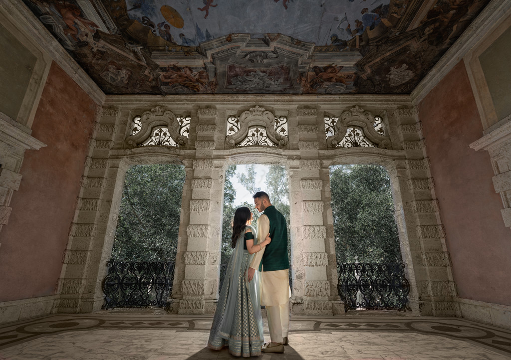 Elegant Indian wedding photography at Vizcaya Museum