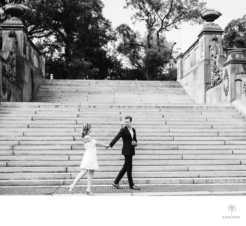 Bethesda Arcade Terrace at Central Park Engagement Photoshoot