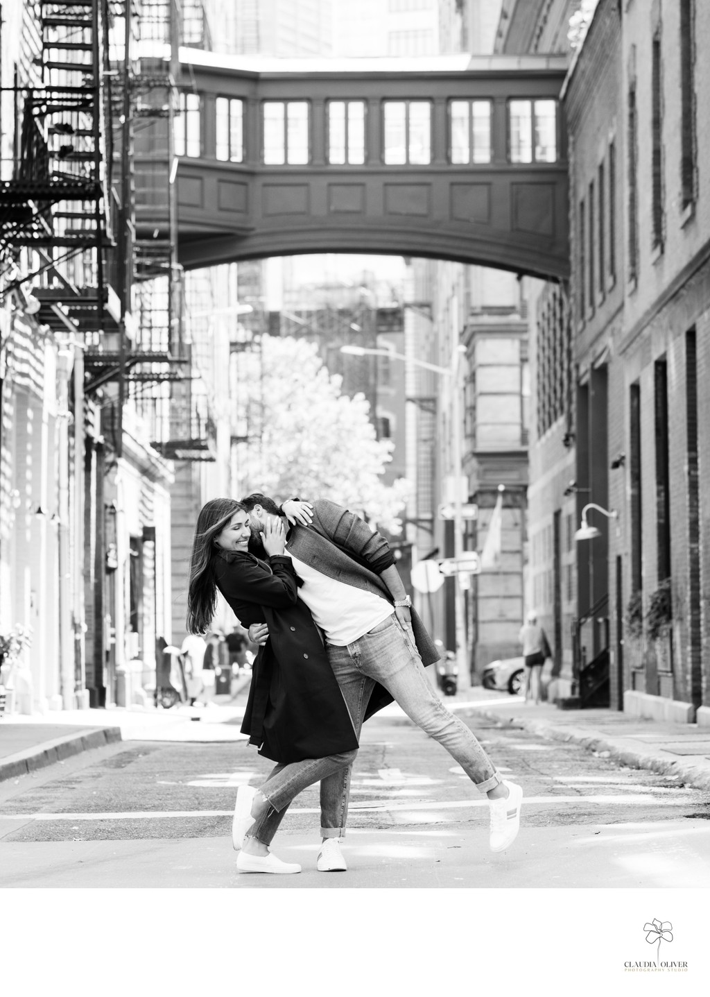 NYC Engagement Photographer Staple Street Bridge 