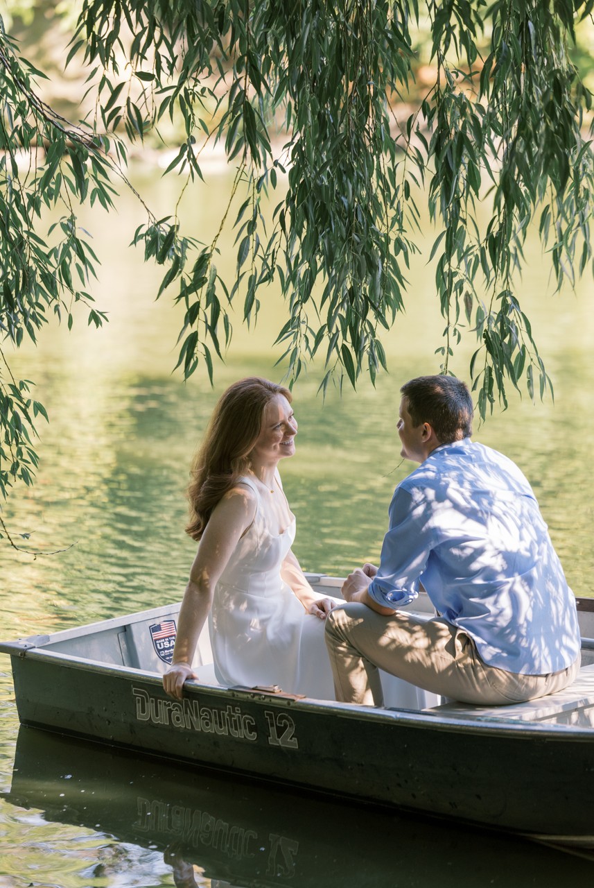 NYC Engagement Photographer Central Park boat house 