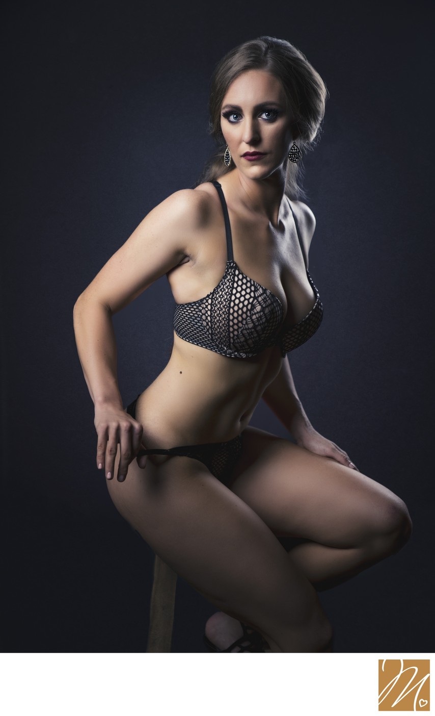Boudoir Photographer Studio Portrait With Dramatic Low-Key Lighting