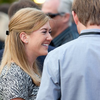 Candid Exchange at Business Mixer