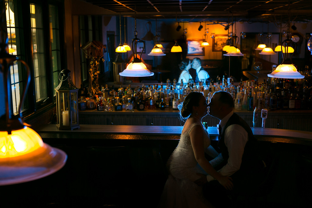 A Couple in a Bar: Wedding Portrait