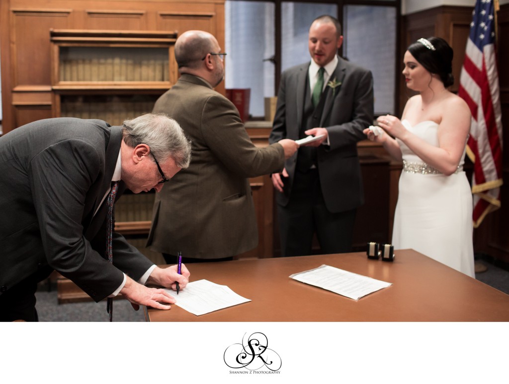 Milwaukee Courthouse Wedding: Witness Signing