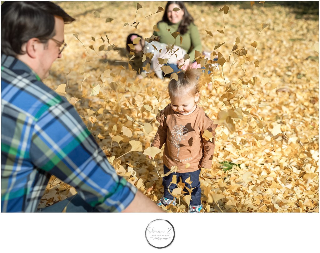 Playing in Leaves: Family Photos