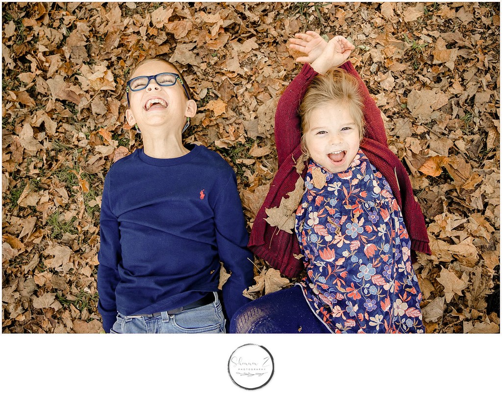 Kids in Leaves: Family Photos