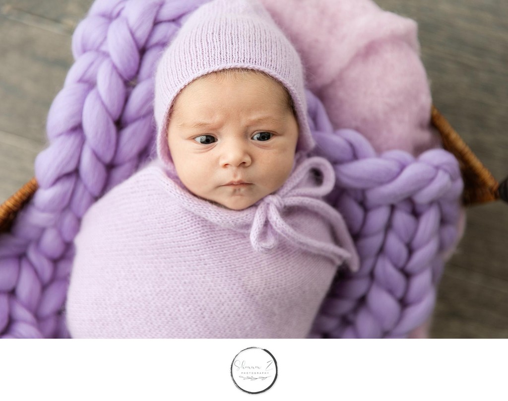 Baby Girl in Purples : Kenosha Newborn Studio