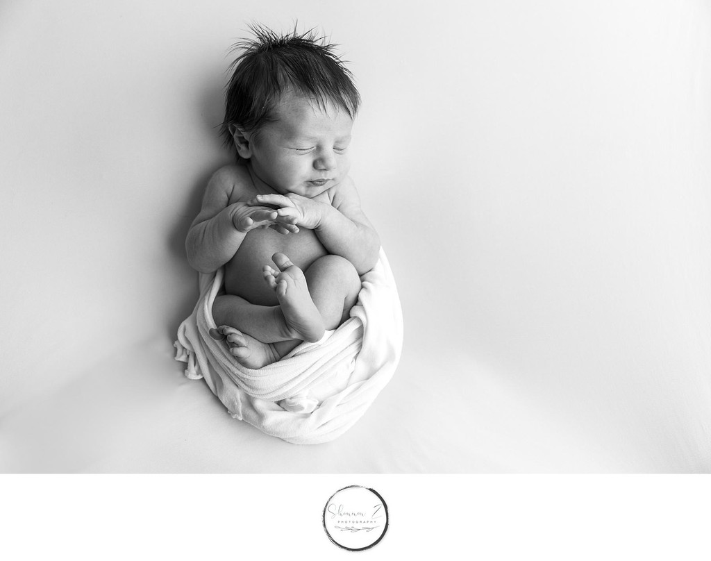 Baby Boy with Lots of Hair : Kenosha Newborn Studio