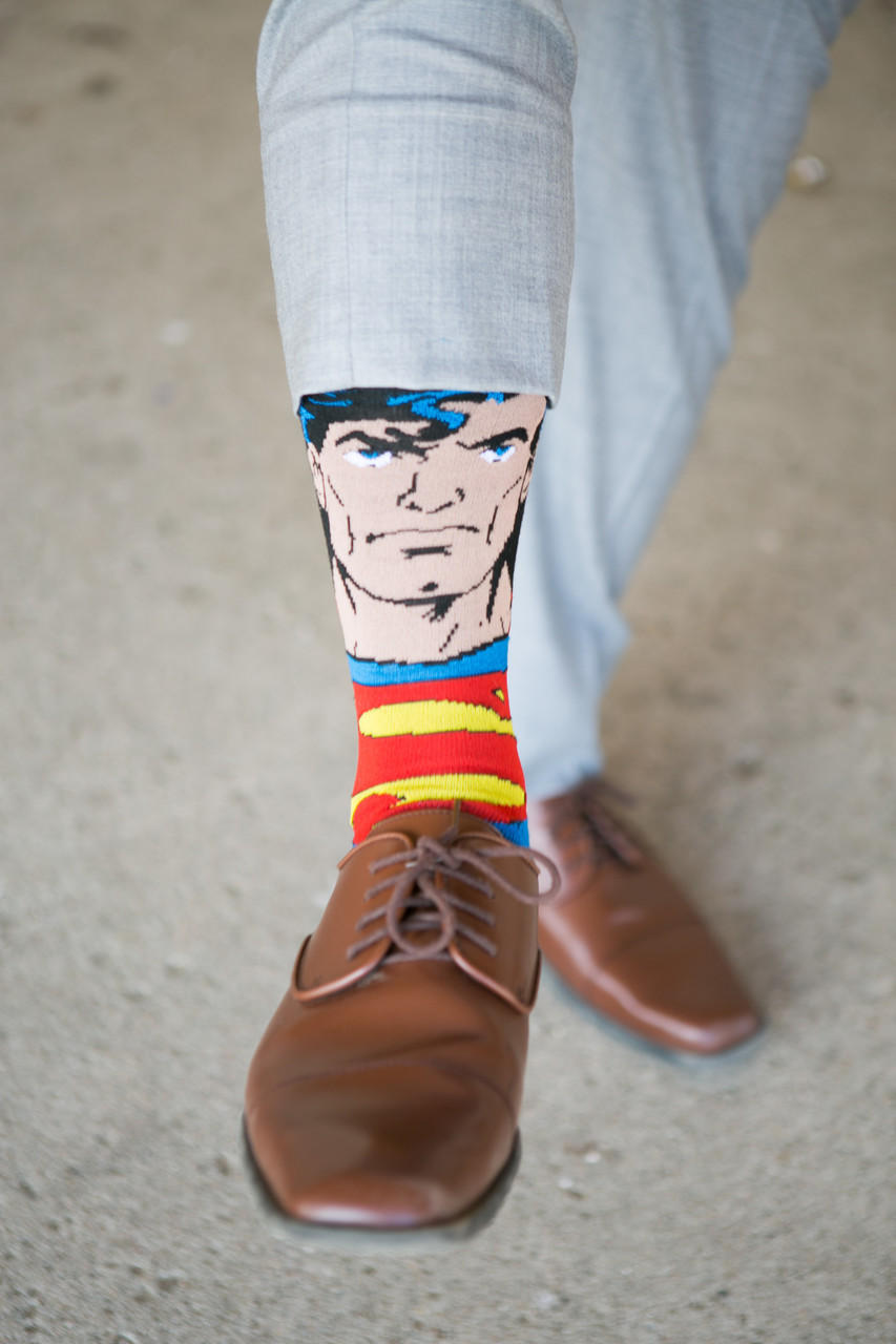 Superman Socks: Grooms Fun Attire